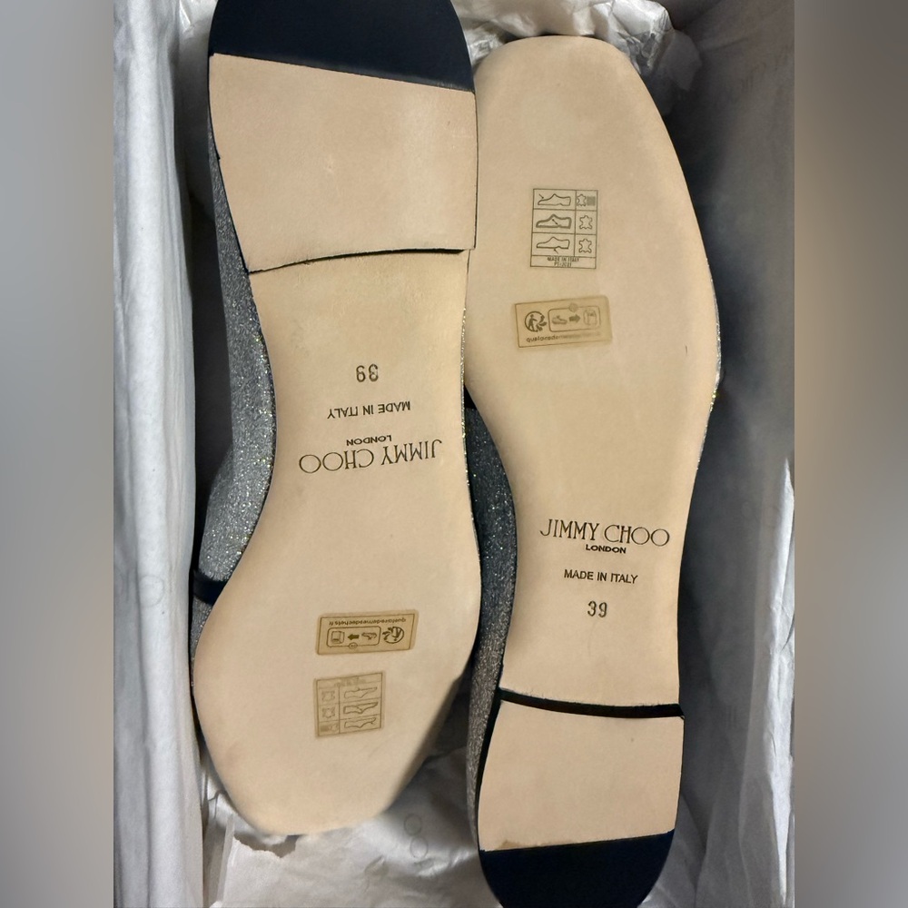 Jimmy Choo Glitter Silver and Black Elisa Flats - brand new - Picture 9 of 13
